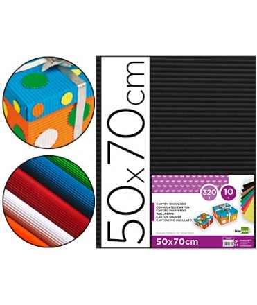 Carton ondulado liderpapel 50 x 70cm 320g/m2 negro