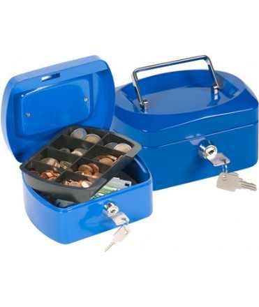 Caja caudales q-connect 6"" 152x115x80 mm azul con portamonedas