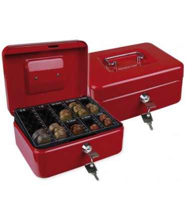Caja caudales q-connect 8"" 200x160x90 mm roja con portamonedas