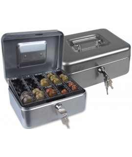 Cash box q-connect 8"" 200x160x90 mm silver with coin purse