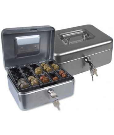 Caja caudales q-connect 8"" 200x160x90 mm plata con portamonedas