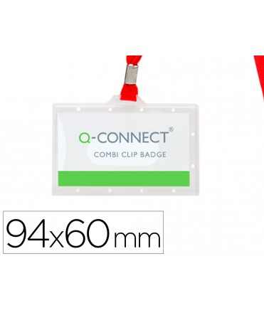 Identificador q-connect kf03303 con cordon plano rojo y apertura lateral 94x60 mm