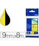 Cinta brother tze621 amarillo-negro 9mm longitud 8 mt