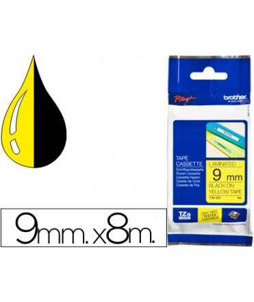 Cinta brother tze621 amarillo-negro 9mm longitud 8 mt