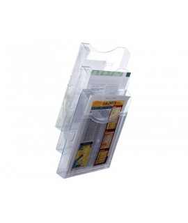 Expositor mural archivo 2000 de pared 3 bandejas din a4 transparente 105x235x445 mm separadores moviles ajustables