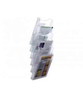 Expositor mural archivo 2000 de pared 6 bandejas din a4 transparente 190x235x685 mm separadores moviles ajustables