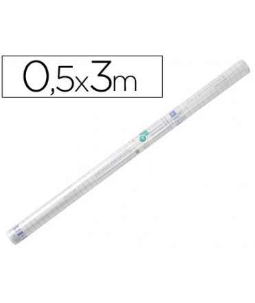 Rollo plastico adhesivo liderpapel 0,50x3 m 8o micras forralibros removible
