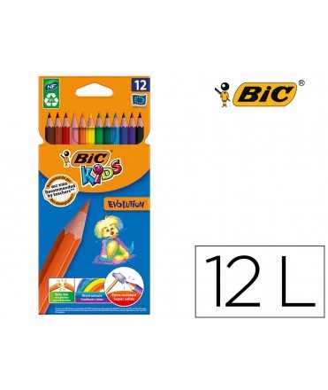 Lapices de colores bic kid evolution estuche de 12 colores surtidos mina ultra resistente