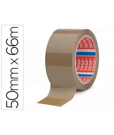 Cinta adhesiva tesa marron polipropileno 66 m x 50 mm para embalaje