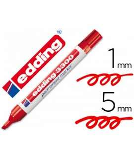 Marker pen edding 3300 n.2 red with rechargeable beveled tip