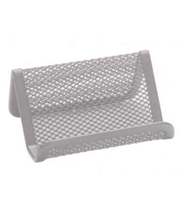 Card holder q-connect metallic silver 11x7.5x5 cm