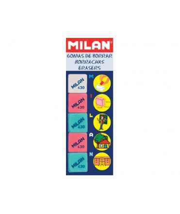 Goma de borrar milan 430-5 blister de 5 unidades
