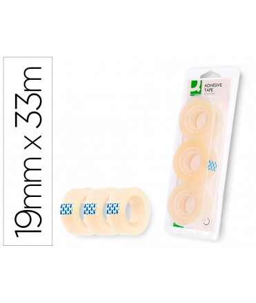 Cinta adhesiva q-connect 33 mt x 19 mm blister de 3 unidades