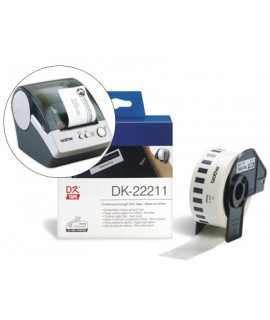 Etiqueta brother dk22211 cinta plastica continua adhesiva blanca 29mmx15,24 m