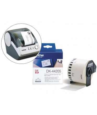 Etiqueta brother dk44205 cinta papel continuo adhesiva removible blanca 62x30,48 m