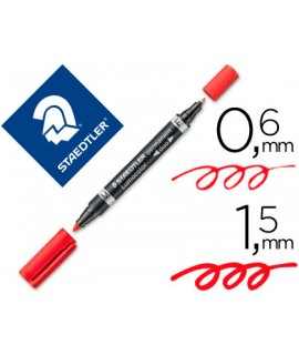 Rotulador staedtler lumocolor permanente duo 348 rojo punta f 0,6 mm punta m 1,5 mm