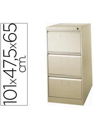 Fichero cajones de suelo metalico de 3 cajones 101 alto,65 prof. 47,5 ancho color beige n.34 antivuelco