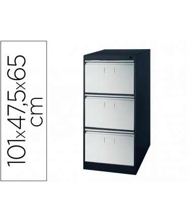 File metal floor drawers with 3 drawers grey two-tone n.1375 anti-tip 101x65x47.5 cm
