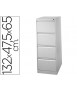 Fichero cajones de suelo metal 4 cajones 132 cm alto 65 cm prof 47,5 ancho gris 75 guias telescopicas antivuelco