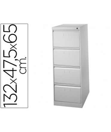 Fichero cajones de suelo metal 4 cajones 132 cm alto 65 cm prof 47,5 ancho gris 75 guias telescopicas antivuelco