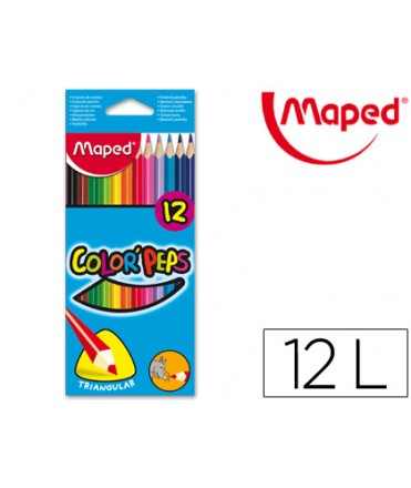 Lapices de colores maped triangulares caja de 12 unidades colores surtidos certificacion fsc