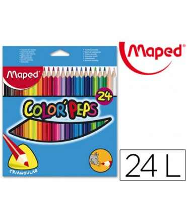 Lapices de colores maped triangulares caja de 24 unidades colores surtidos