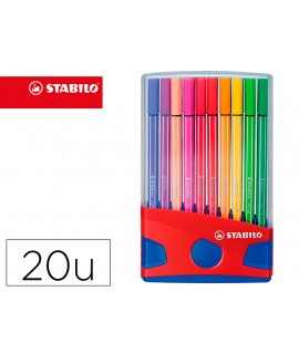 Marker stabilo fiber tip pen 68 color paracase of 20 units assorted colors