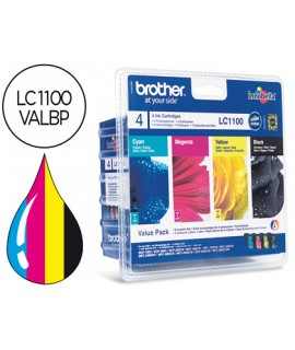 Ink-jet brother lc-1100valbp /m/y/c pack 4 colores 450 pagbk 325 pag m/y/c