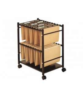Hanging Folder Trolley q-connect Black with Folio Size Folder Wheels Fixed Cart