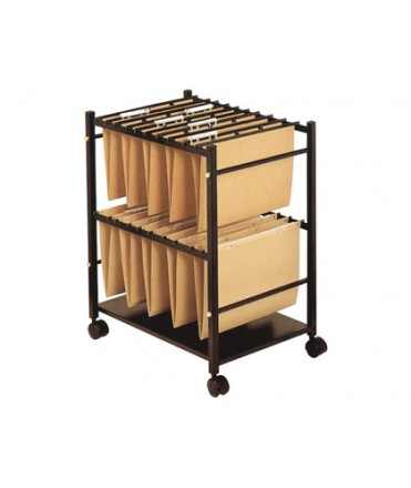 Hanging Folder Trolley q-connect Black with Folio Size Folder Wheels Fixed Cart