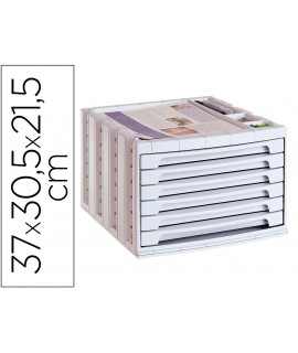 Fichero cajones de sobremesa q-connect 305x370x215 mm bandeja organizadora superior 6 cajones gris opaco