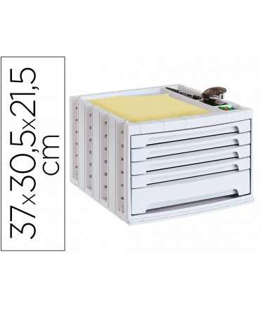 Fichero cajones de sobremesa archivo 2000 305x370x215 mm bandeja organizadora superior 5 cajones gris opaco