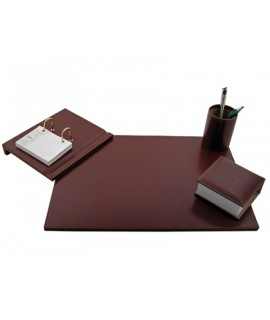 Escribania sobremesa q-connect polipiel juego de 4 piezas color marron fabricada en ubrique