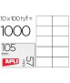 Etiqueta adhesiva apli 1278 tamaño 105x57 mm para fotocopiadora laser ink-jet caja con 100 hojas din a4