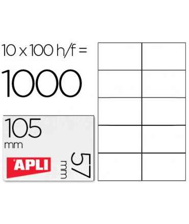 Etiqueta adhesiva apli 1278 tamaño 105x57 mm para fotocopiadora laser ink-jet caja con 100 hojas din a4