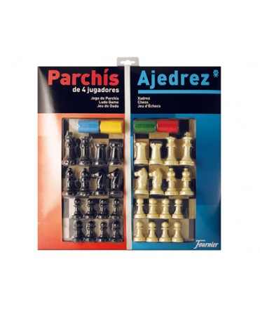 Parchis con ajedrez tablero grande 4 jugadores 41x40x4,8 cm