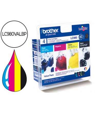 Ink-jet brother lc-980bk dcp-145 dcp-165 mfc-250 mfc-290 negro magenta amarillo cian pack4
