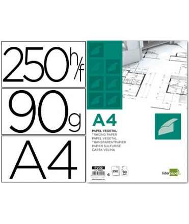 Papel vegetal liderpapel 90gr 210x297mm