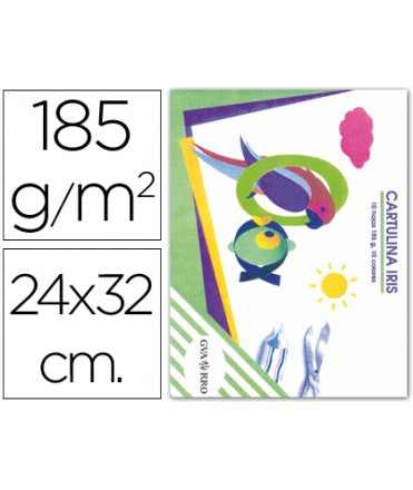 Cartulina iris 185 grs 24x32 en minipack de 10 hojas