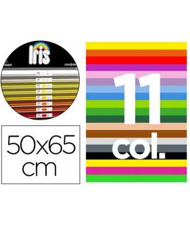 Cartulina guarro 50x65 contenido ""a"" 50 hojas blancas+ 25 hojas x11 colores 185grs