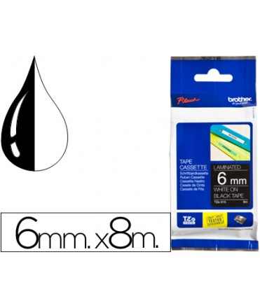 Cinta brother tze315 negro-blanco 6mm longitud 8 m