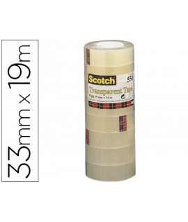 Cinta adhesiva scotch acordeon 550 33 m x 19 mm pack de 8 unidades