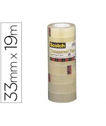 Cinta adhesiva scotch acordeon 550 33 m x 19 mm pack de 8 unidades
