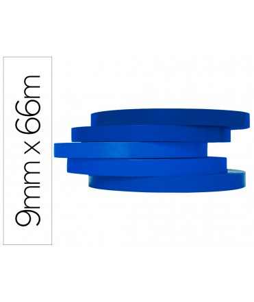 Cinta adhesiva q-connect 66 mt x 9 mm azul para cerrar bolsas