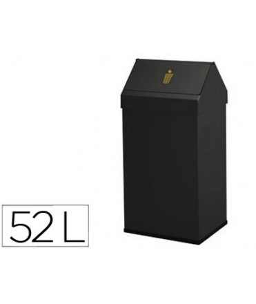 Papelera metalica basculante ganchos interiores aro inferior pvc ancho 32cm alto 65cm fondo 25cm capacidad 52l