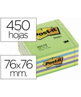 Bloc de notas adhesivas quita y pon post-it 76x76 mm cubo color azul y verde 450 hojas