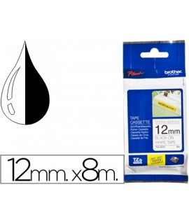 Cinta brother tzes231 blanco-negro 12mm longitud 8 msuper adhesiva
