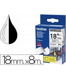 Cinta brother tzes241 blanco-negro 18mm longitud 8 m superadhesiva