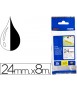 Cinta brother tzes251 blanco-negro 24mm longitud 8 m superadhesiva