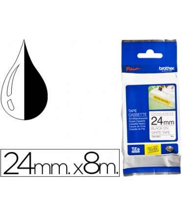 Cinta brother tzes251 blanco-negro 24mm longitud 8 mt superadhesiva